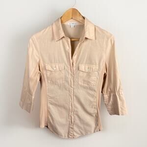 James Perse Slub Shirt Women 3 Size Collar Minimalist Comfort Quiet Luxury